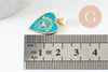 Pendentif médaille coeur émail vert laiton doré 18K , pendentif laiton amour pour création bijoux,18.5mm, x1 (G5318)