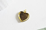 Pendentif médaille coeur oeil émail vert laiton doré 18K et cristal zircon 15mm,pendentif laiton amour , x1 G3355