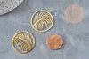 Pendentif médaille feuille palme acier inoxydable 201doré 32mm,breloque acier inoxydable doré sans nickel, x1 (G6189)