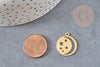 Pendentif médaille lune étoiles acier doré 20.5mm, breloque doré, acier inoxydable doré, pendentif sans nickel, x1 G6144