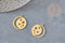 Pendentif médaille lune étoiles acier doré 20.5mm, breloque doré, acier inoxydable doré, pendentif sans nickel, x1 G6144