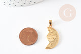Pendentif médaille moitié coeur laiton doré 30mm, x1 (G5339)