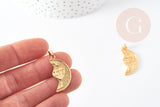Pendentif médaille moitié coeur laiton doré 30mm, x1 (G5339)