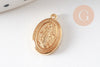 Pendentif médaille ovale Vierge Marie acier 304 inoxydable doré émaillée 13mm x1 ou x5 (10759)