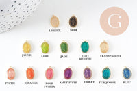 Pendentif médaille ovale Vierge Marie acier 304 inoxydable doré émaillée 13mm x1 ou x5 (10759)