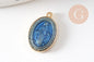 Pendentif médaille ovale Vierge Marie acier 304 inoxydable doré émaillée 13mm x1 ou x5 (10759)