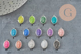 Pendentif médaille ovale Vierge Marie acier 304 inoxydable platine émaillée 13mm x1 ou x5 (G11389)-Breloques et pendentifs-Gingerlily Perles