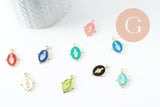 Pendentif médaille ovale Vierge Marie laiton doré émail pastel 18.5mm x1 (G2940)