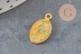 Oval Virgin Mary medal pendant in gold-plated zamac with enamel 17.5mm x1 or x5 (G8839)