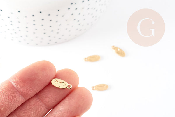 Pendentif médaille ovale oiseau zamac doré 14mm, x5 (G4083)