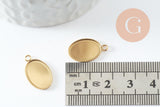 Pendentif médaille ovale support cabochon acier 304 inoxydable doré IP 14x10mm, x2 (G9814)