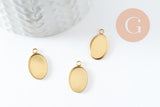 Pendentif médaille ovale support cabochon acier 304 inoxydable doré IP 14x10mm, x2 (G9814)