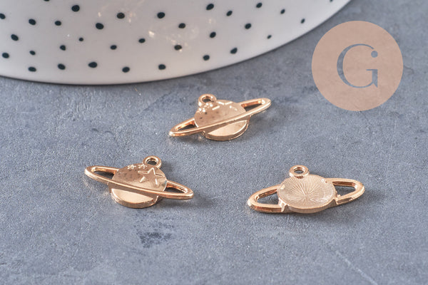 Pendentif médaille planète zamac doré 13.5mm, x1 (G10553)