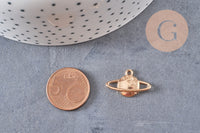 Pendentif médaille planète zamac doré 13.5mm, x1 (G10553)
