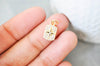 Pendentif médaille rectangle étoile laiton doré zircons, un pendentif doré avec cristaux pour création bijoux,14.5mm, x1 (G3484)