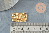 Pendentif médaille rectangle martelée laiton brut, sans nickel,médaille dorée,laiton brut, 25x16mm, X5 (G2672)