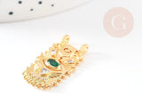 Pendentif œil protecteur laiton doré zircon 27.5mm, x1 (G5957)