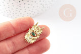 Pendentif œil protecteur laiton doré zircon 27.5mm, x1 (G5957)