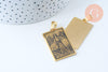 Pendentif médaille rectangle tempérance acier 201 doré inoxydable 40mm, pendentif carte tarot, x1 G6083