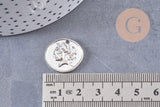 Pendentif médaille romaine zamac argenté 19mm, x5 (G1675)