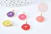 Pendentif médaille rond coeur émail coloré laiton doré 18mm, pendentif laiton émaillé,sans nickel, x1 G8554