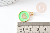 Pendentif médaille rond coeur émail laiton doré et zircon, pendentif laiton insecte,sans nickel,22mm,x1 G4064