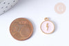 Pendentif médaille rond éclair émail zamac doré 16mm, x1 (G7943)