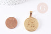 Pendentif médaille ronde Balance acier acier 304 inoxydable doré à graver, x1 (G0817)