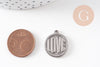 Pendentif médaille ronde LOVE acier 201 inoxydable platine 21mm, x1 (G10799)