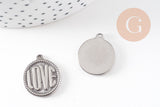 Pendentif médaille ronde LOVE acier 201 inoxydable platine 21mm, x1 (G10799)