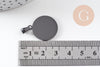 Pendentif médaille ronde acier 304 inoxydable IP noir opaque 23.5mm, x1 (G10881)