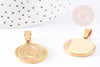 Pendentif médaille ronde coeur ailé acier inoxydable doré 28.5mm, x1 (G4054)