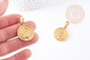Pendentif médaille ronde coeur ailé acier inoxydable doré 28.5mm, x1 (G4054)