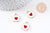Pendentif médaille ronde coeur émail rouge laiton doré ,pendentif laiton amour pour création bijoux,17mm, x1 (G6192)