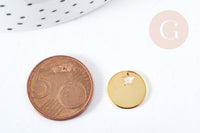 Pendentif médaille ronde étoile acier 201 doré inoxydable 12.5mm, x1 (G8818)