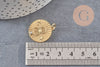 Pendentif médaille ronde infini laiton doré texturé, pendentif doré sans nickel pour la création bijoux,médaille or,22.5mm, x1 (G5286)