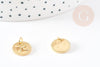 Pendentif médaille ronde laiton doré fleur 12mm, x1 (G4826)