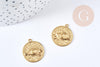 Pendentif médaille ronde oeil protecteur laiton brut 23mm, un apprêt doré sans nickel,une médaille dorée en laiton brut, x1 G8822