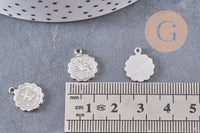 Pendentif médaille ronde signe astrologique laiton platine 14mm, x1 (G3462)