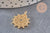 Pendentif médaille ronde soleil laiton doré zircon blanc, un pendentif doré avec cristal pour création bijoux,18mm, x1 (G4467)