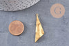 Pendentif médaille triangle martelée laiton brut 40mm, pendentif triangle couleur or création bijoux DIY, x2 (G1225)