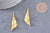 Pendentif médaille triangle martelée laiton brut 40mm, pendentif triangle couleur or création bijoux DIY, x2 (G1225)