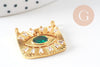 Pendentif mobile carré oeil protecteur laiton doré zircon 21mm,pendentif doré avec cristaux , x1 (G5855)