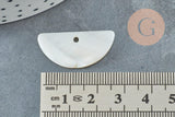 Pendentif nacre blanche naturelle demi-cercle,coquillage blanc, 30mm, x2 (G4151)