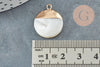Pendentif nacre blanche naturelle doré,fourniture créative,pendentif rond nacre,coquillage blanc, 22.5mm, x2 G2548