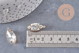 Pendentif navette cristal,pendentif cristal, pendentif doré,cristal blanc,création bijoux,marquise dorée,21mm-G1095