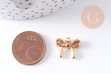 Pendentif noeud papillon acier 304 inoxydable doré 18K PVD 16mm, x1 (G10613)