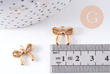 Pendentif noeud papillon acier 304 inoxydable doré 18K PVD 16mm, x1 (G10613)