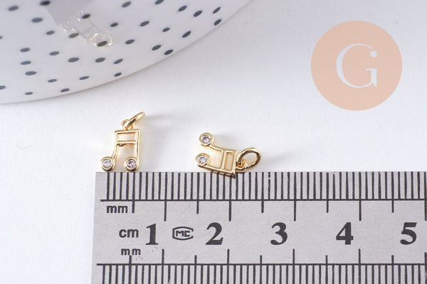 Pendentif note de musique laiton doré 8.5mm, x1 (G10611)