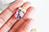 EP-Pendentif améthyste violette brute naturelle support doré 25mm, x1 (G2070)